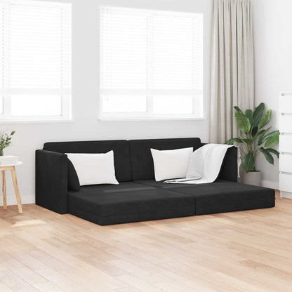 Boden-Sofa-Bett 200cm Schwarz Samt