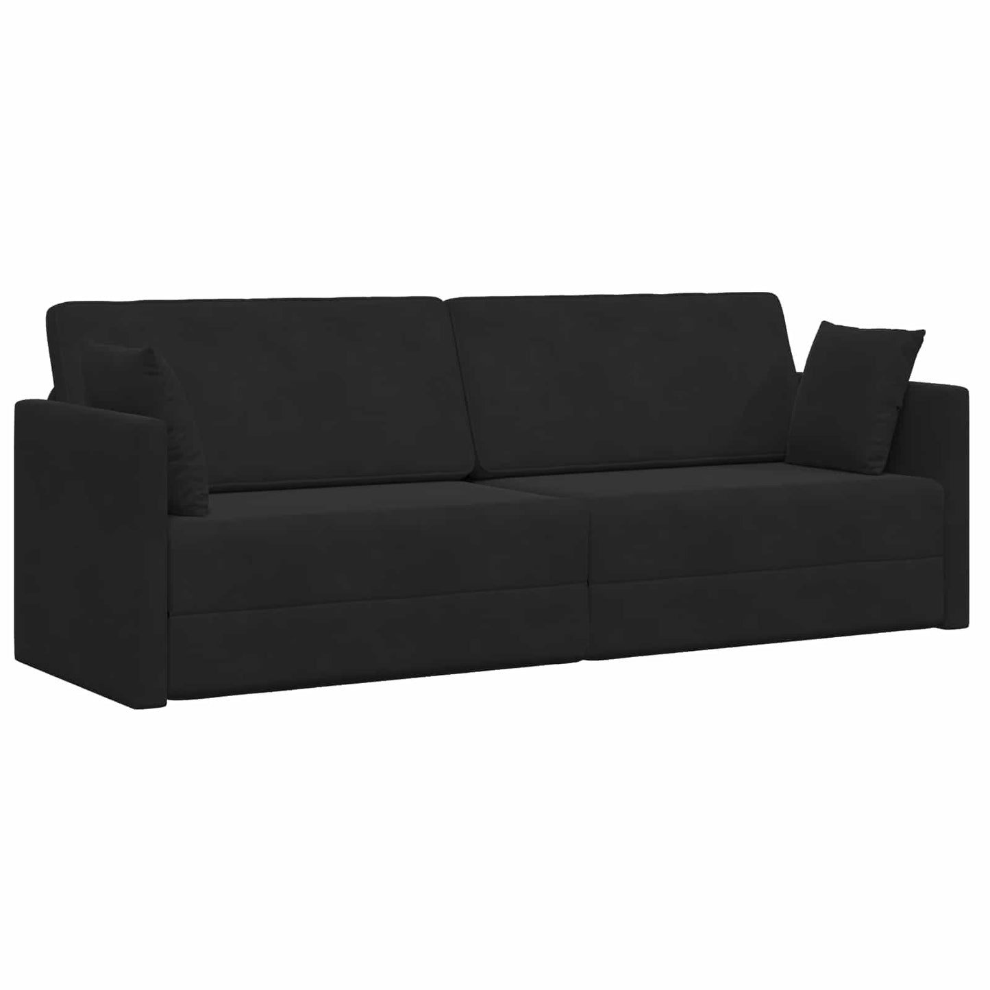 Boden-Sofa-Bett 200cm Schwarz Samt