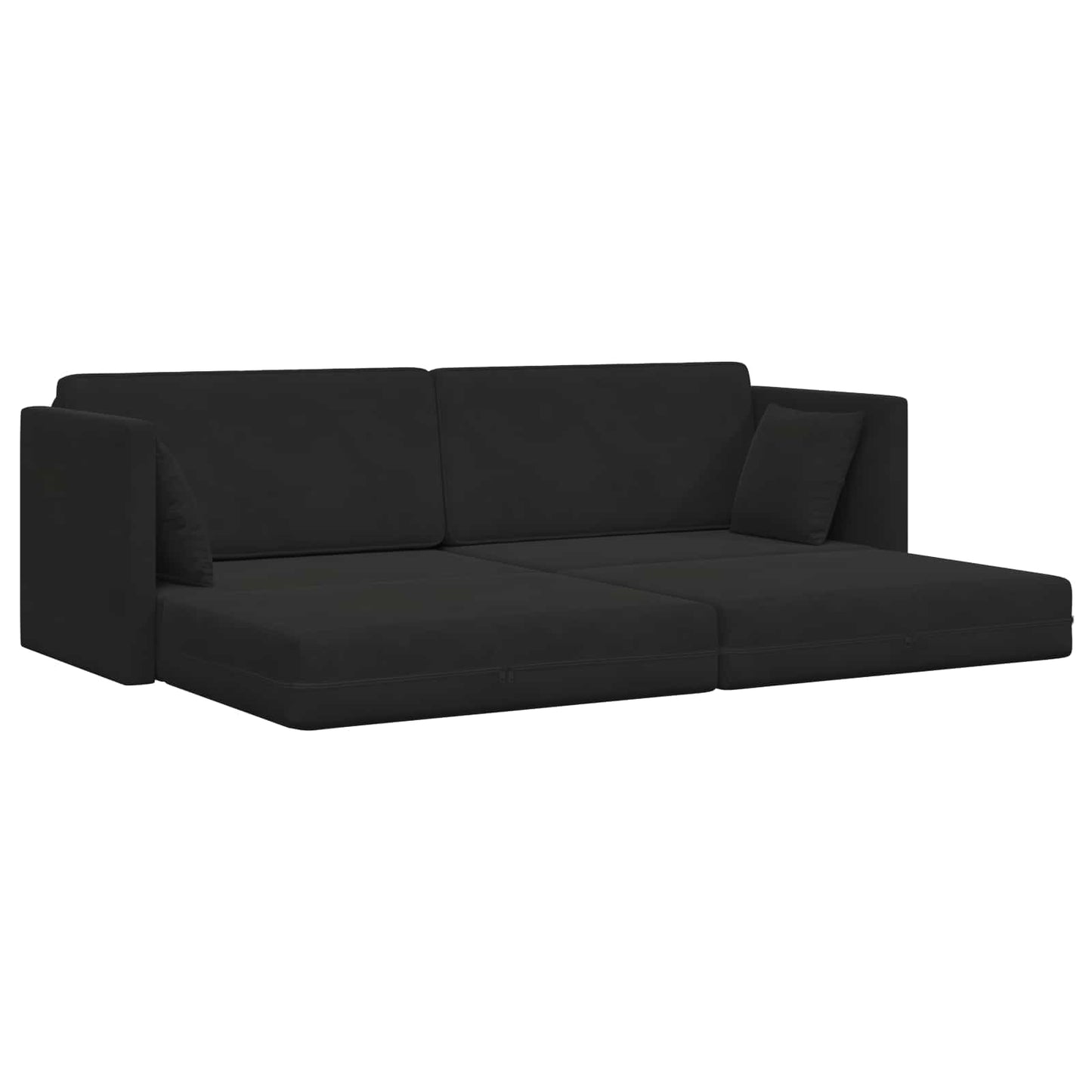 Boden-Sofa-Bett 200cm Schwarz Samt