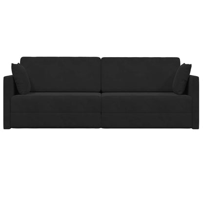Boden-Sofa-Bett 200cm Schwarz Samt