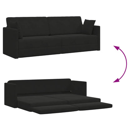 Boden-Sofa-Bett 200cm Schwarz Samt
