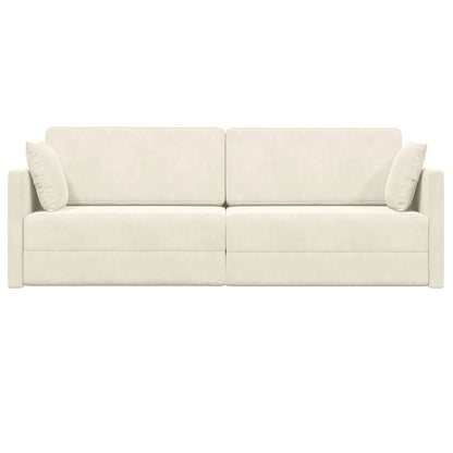 vidaXL Boden-Sofa-Bett 200cm Creme Samt
