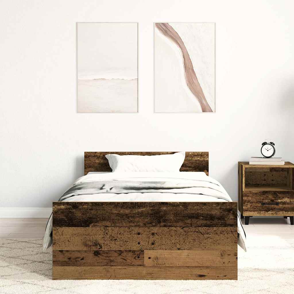 vidaXL Cadre de lit sans matelas effet bois recyclé 90x200cm Bois d'ingénierie