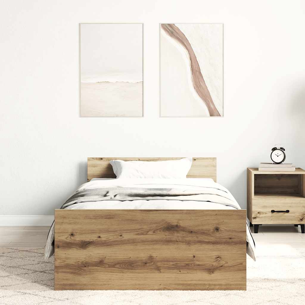 vidaXL Bettgestell ohne Matratze Artisan-Eiche 90x200cm Holzwerkstoff