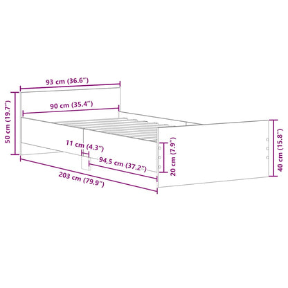vidaXL Bettgestell ohne Matratze Artisan-Eiche 90x200cm Holzwerkstoff