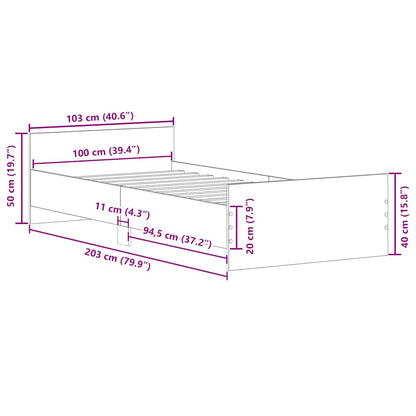 vidaXL Bettgestell ohne Matratze Artisan-Eiche 100x200cm Holzwerkstoff