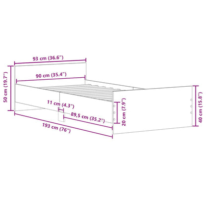 vidaXL Bettgestell ohne Matratze Altholz-Optik 90x190cm Holzwerkstoff