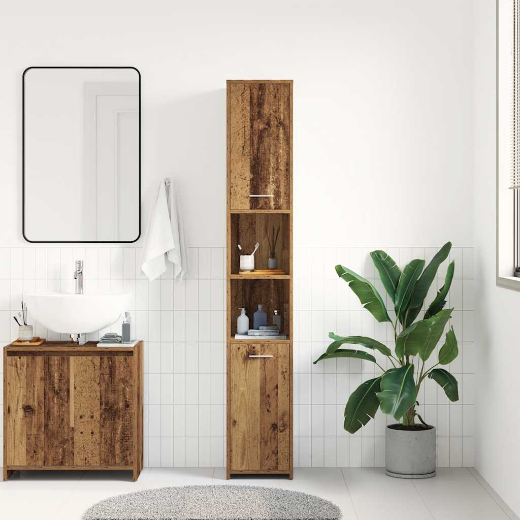 vidaXL Meuble de salle de bain aspect bois de récupération 30x30x183,5 cm Bois d'ingénierie