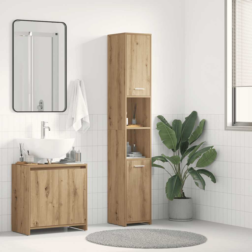 vidaXL Badschrank Artisan-Eiche 30x30x183,5 cm Holzwerkstoff