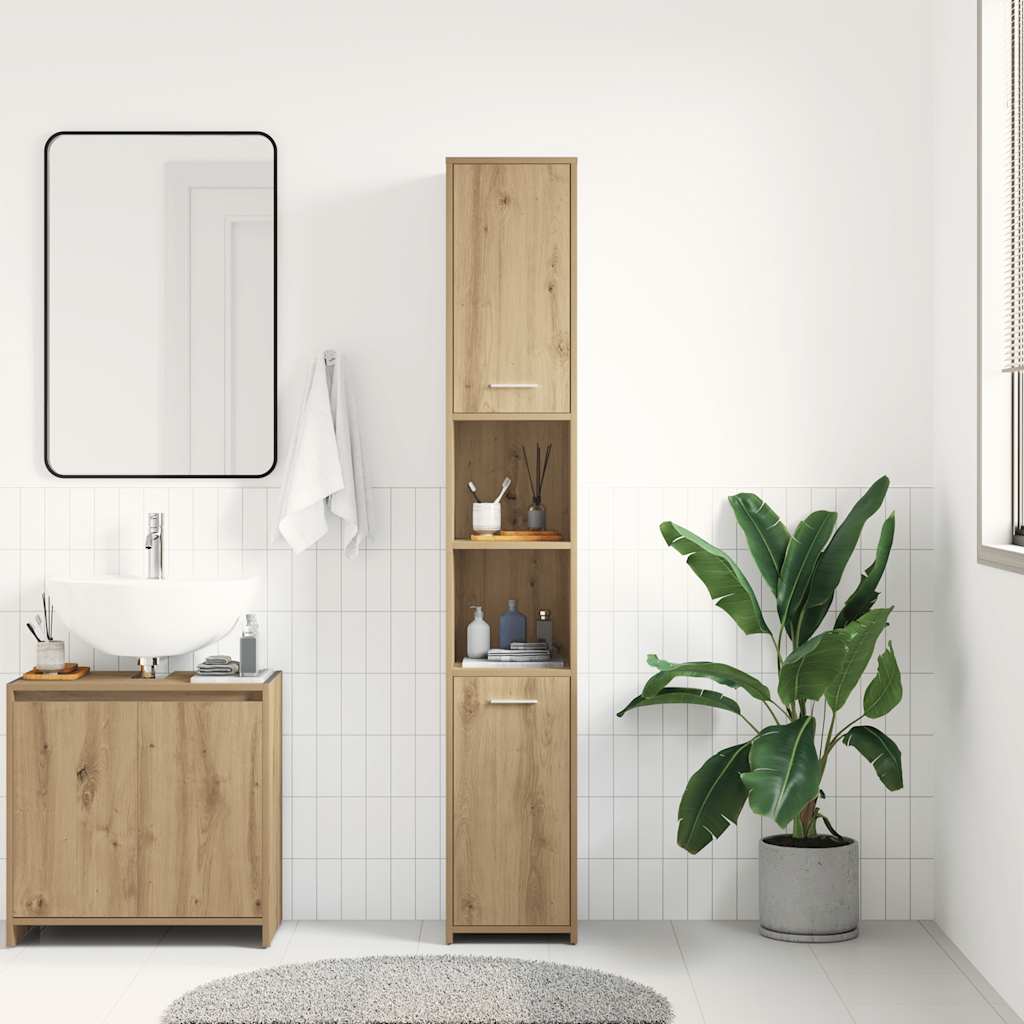 vidaXL Badschrank Artisan-Eiche 30x30x183,5 cm Holzwerkstoff