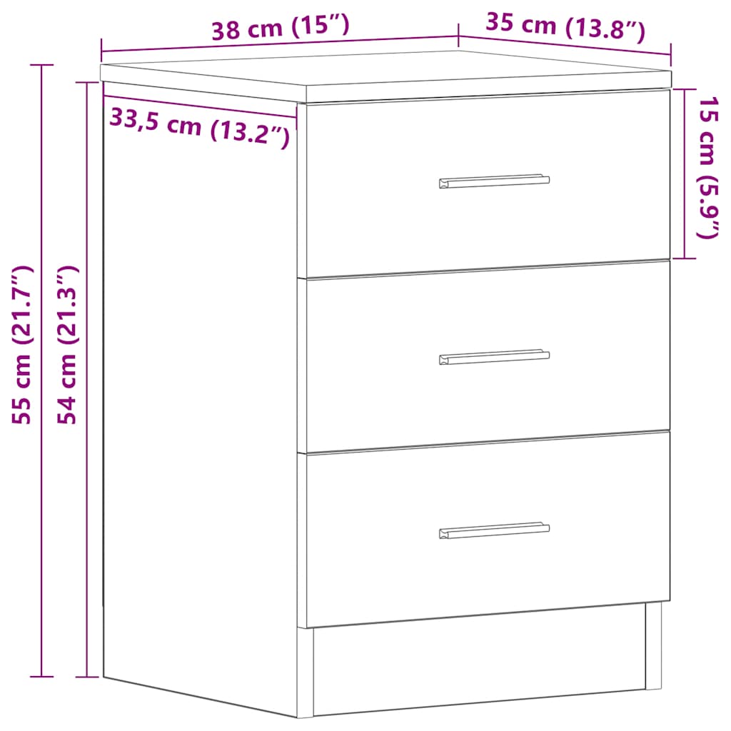 vidaXL Nachttisch Altholz-Optik 38x35x55 cm Holzwerkstoff