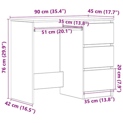 vidaXL Schreibtisch Artisan-Eiche 90x45x76 cm Holzwerkstoff