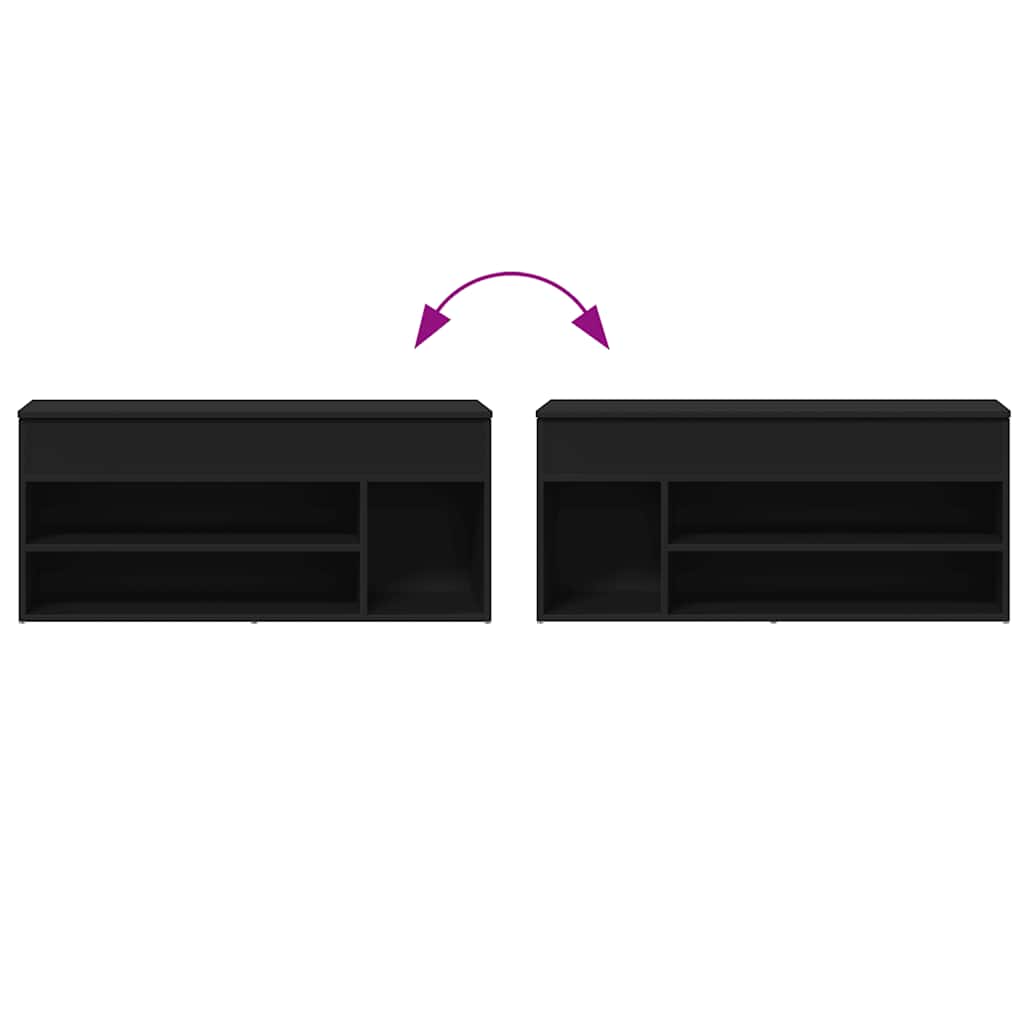 Schuhbank Schwarz 102x30,5x45 cm Holzwerkstoff