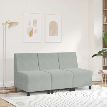 Modulares Sofa ohne Armlehnen Hellgrau 55 cm Samt