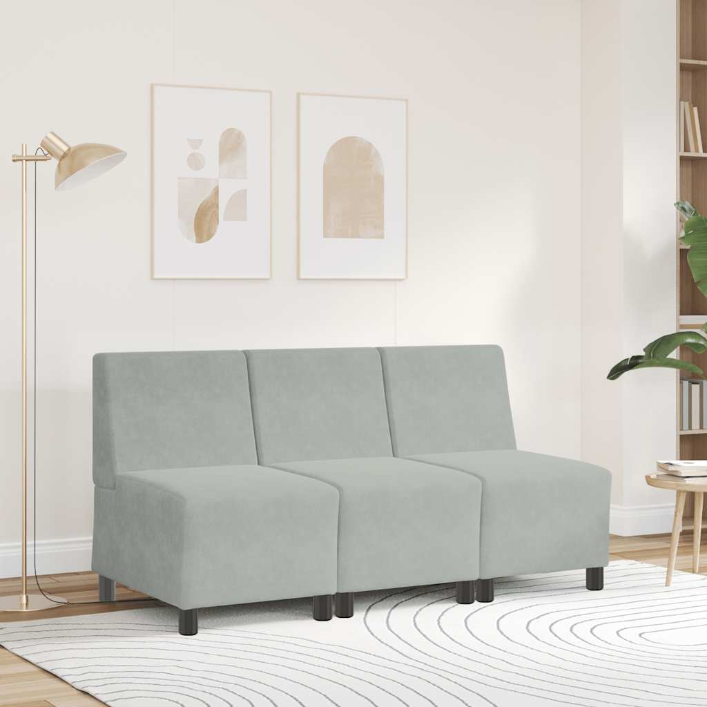 Modulares Sofa ohne Armlehnen Hellgrau 55 cm Samt