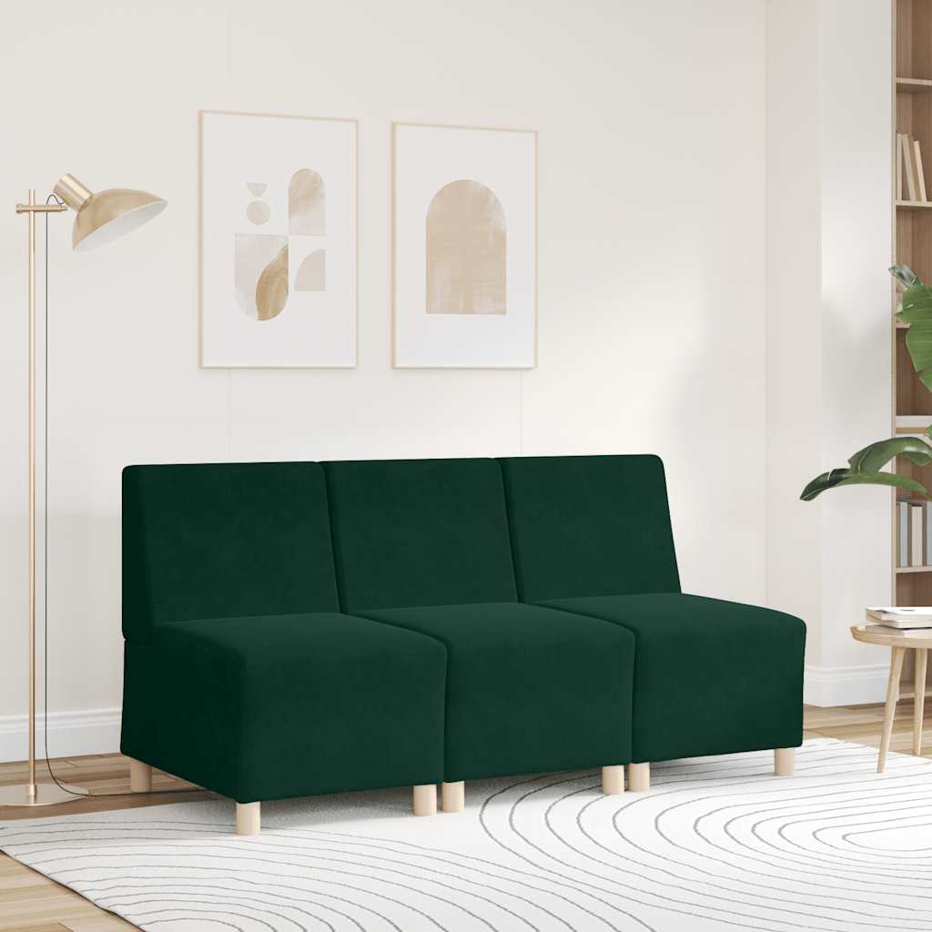 Modulares Sofa ohne Armlehnen Dunkelgrün 55 cm Samt