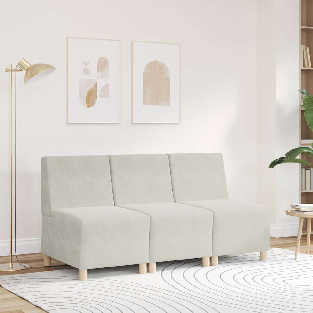 vidaXL Modulares Sofa ohne Armlehnen Creme 55 cm Samt