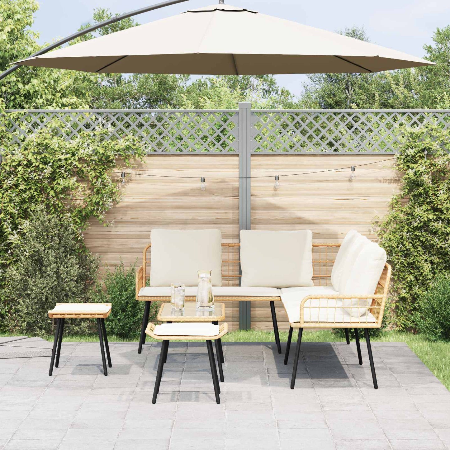 vidaXL Gartensofa-set mit Kissen 4 pcs Natur Poly-Rattan