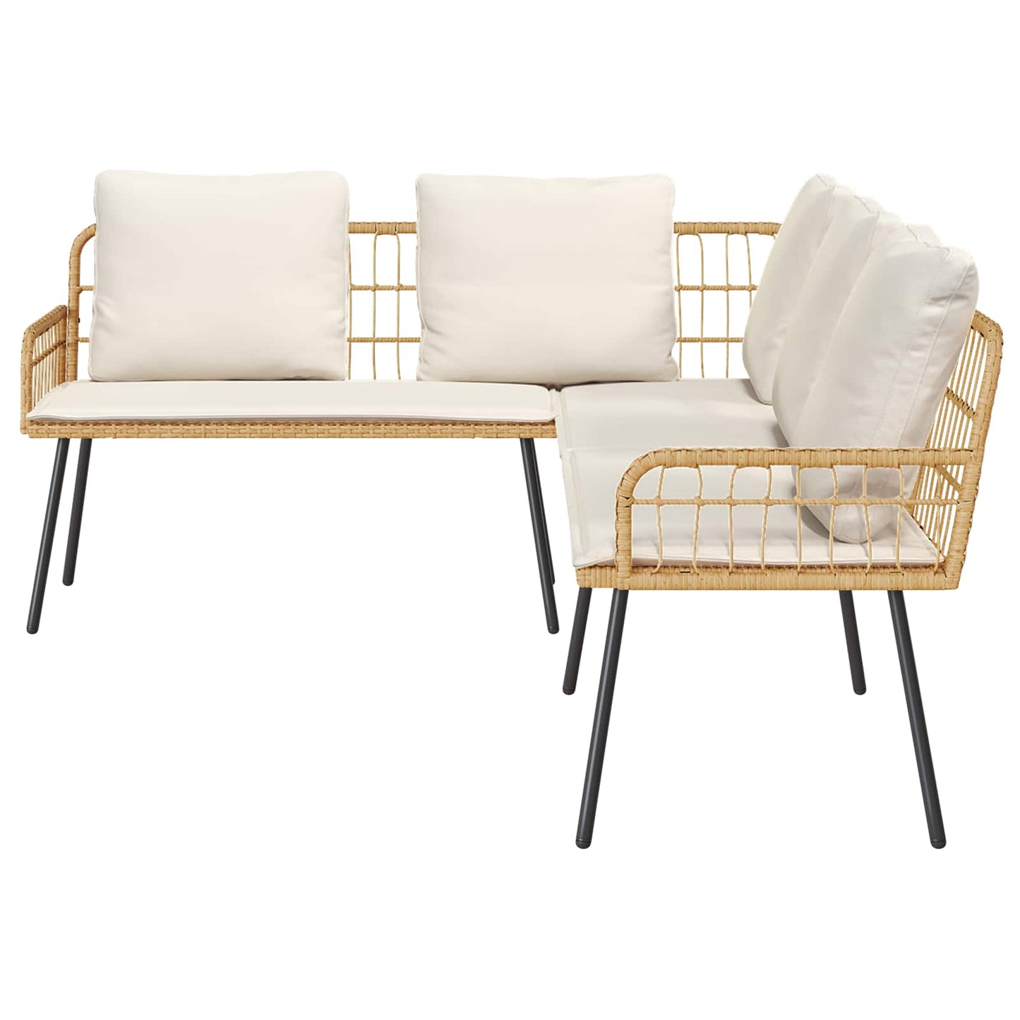 vidaXL Gartensofa-set mit Kissen 4 pcs Natur Poly-Rattan