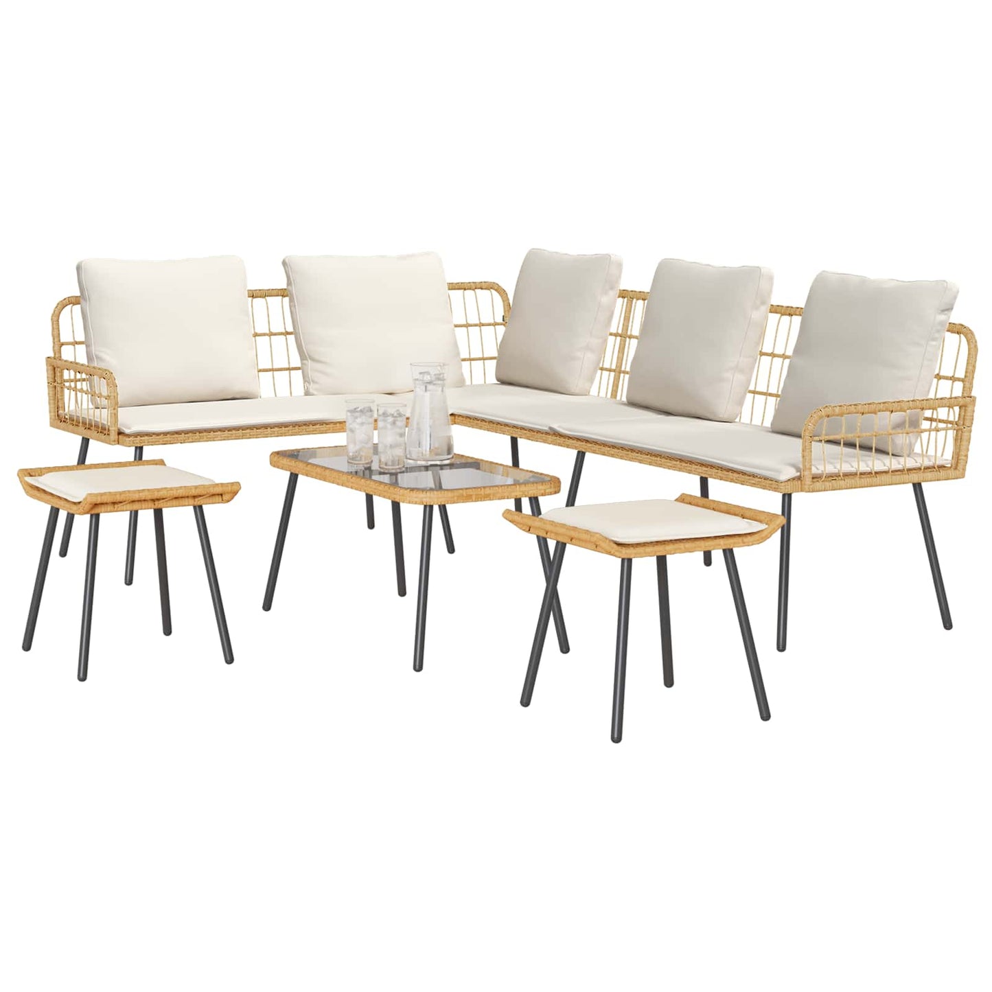 vidaXL Gartensofa-set mit Kissen 4 pcs Natur Poly-Rattan