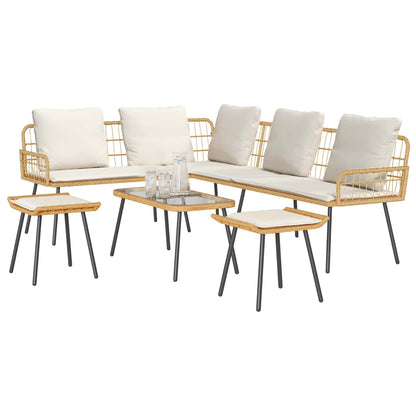 vidaXL Gartensofa-set mit Kissen 4 pcs Natur Poly-Rattan