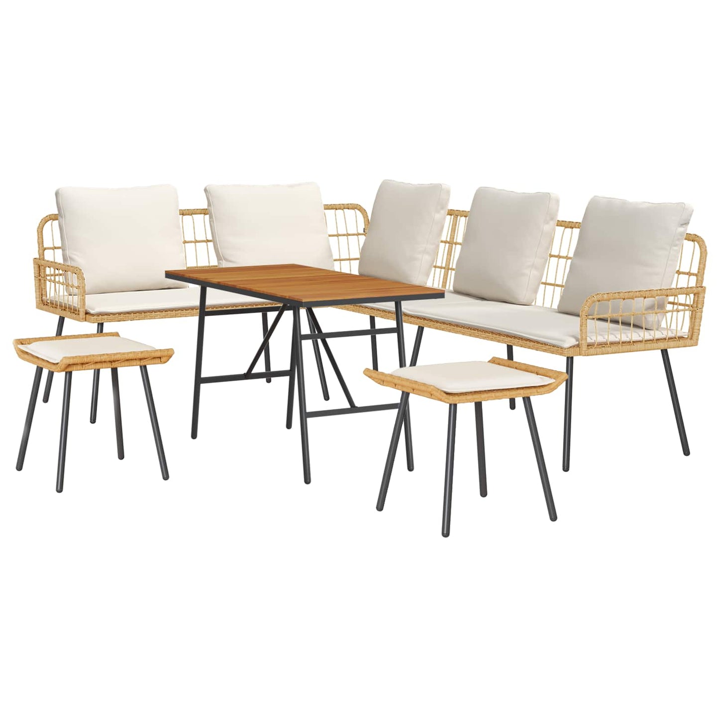 vidaXL Gartensofa-set 4 pcs Beige Poly-Rattan