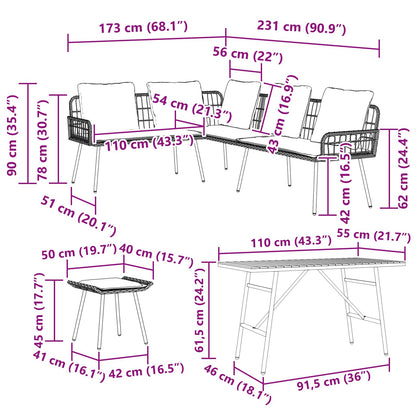 vidaXL Gartensofa-set 4 pcs Beige Poly-Rattan