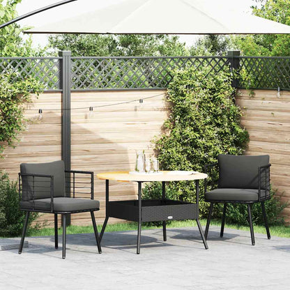 vidaXL Chaises de jardin 2 pcs avec coussins Noir Résine tressée