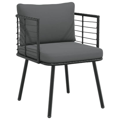 vidaXL Chaises de jardin 2 pcs avec coussins Noir Résine tressée