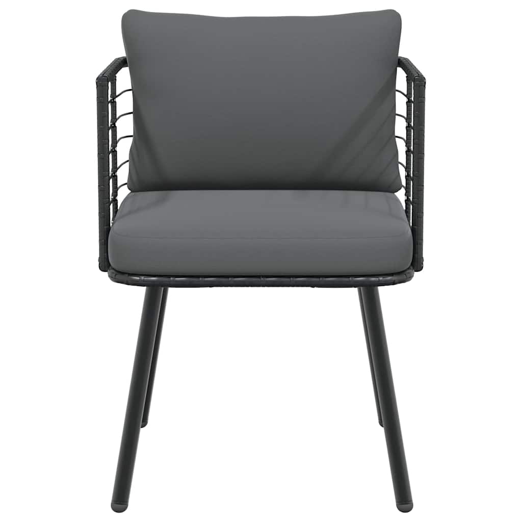 vidaXL Chaises de jardin 2 pcs avec coussins Noir Résine tressée