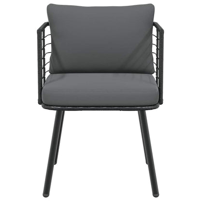 vidaXL Chaises de jardin 2 pcs avec coussins Noir Résine tressée
