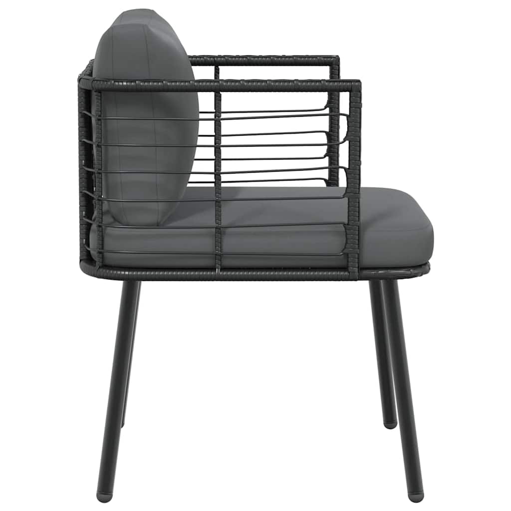vidaXL Chaises de jardin 2 pcs avec coussins Noir Résine tressée