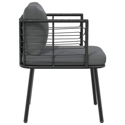 vidaXL Chaises de jardin 2 pcs avec coussins Noir Résine tressée