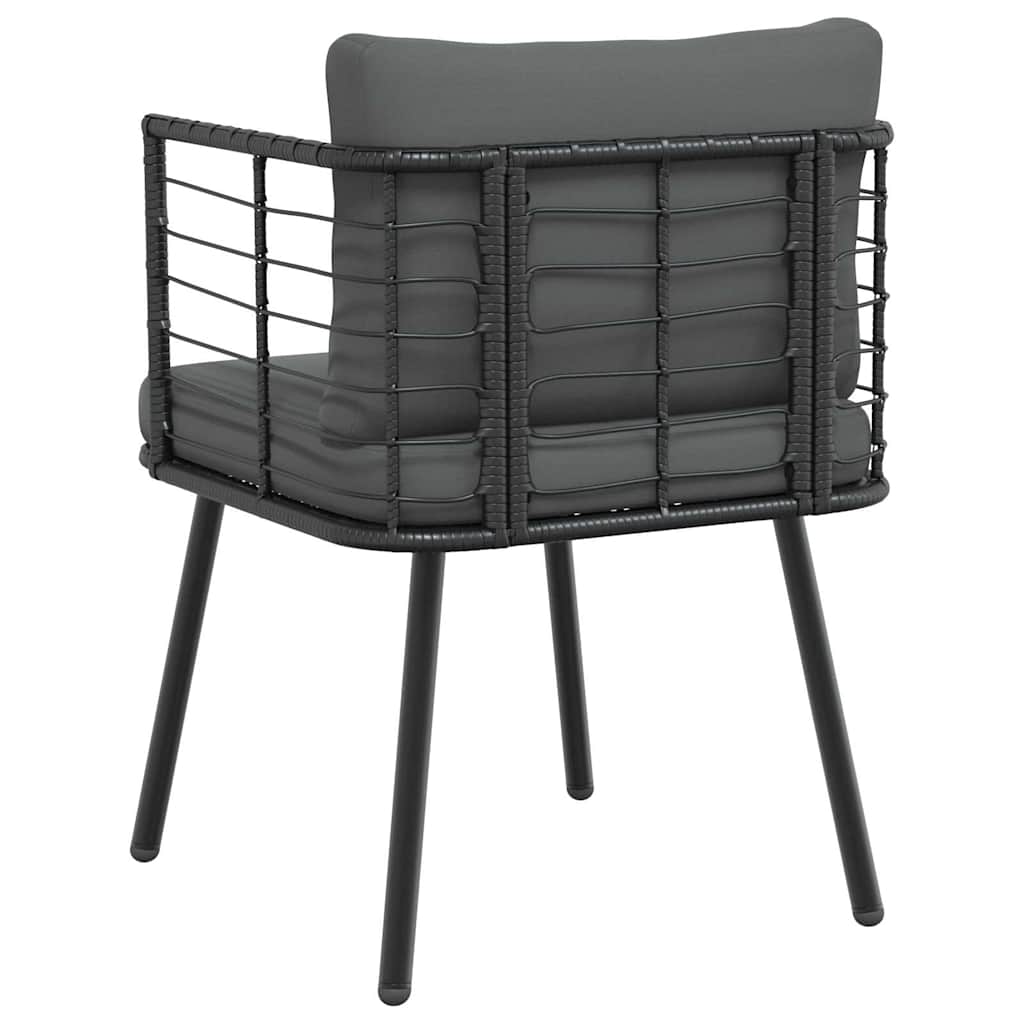 vidaXL Chaises de jardin 2 pcs avec coussins Noir Résine tressée