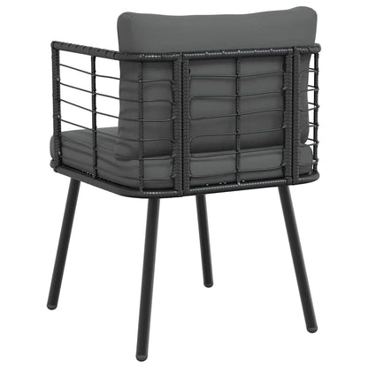 vidaXL Chaises de jardin 2 pcs avec coussins Noir Résine tressée