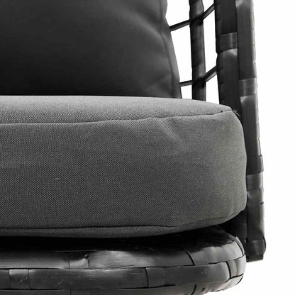 vidaXL Chaises de jardin 2 pcs avec coussins Noir Résine tressée