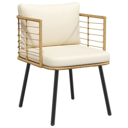 vidaXL Gartenstühle 2 Stk. mit Kissen Natur Poly Rattan
