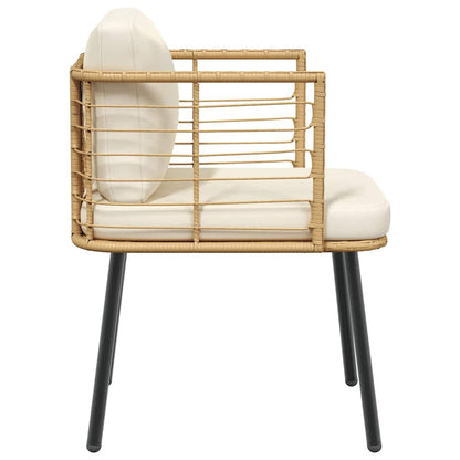 vidaXL Gartenstühle 2 Stk. mit Kissen Natur Poly Rattan