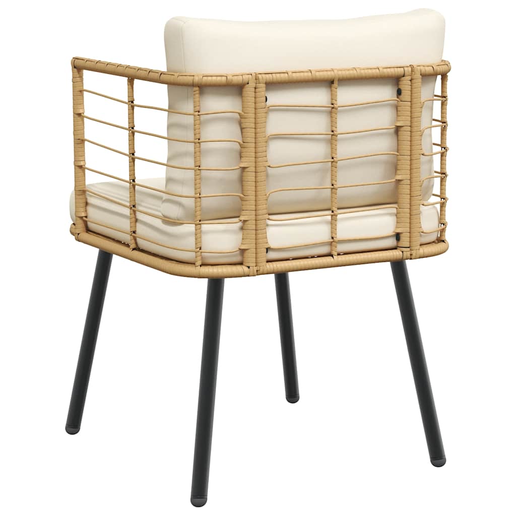 vidaXL Gartenstühle 2 Stk. mit Kissen Natur Poly Rattan