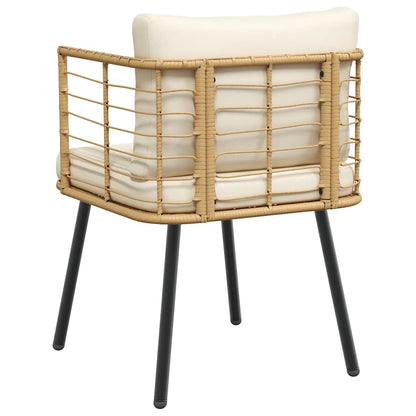 vidaXL Gartenstühle 2 Stk. mit Kissen Natur Poly Rattan