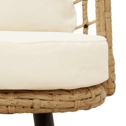 vidaXL Gartenstühle 2 Stk. mit Kissen Natur Poly Rattan