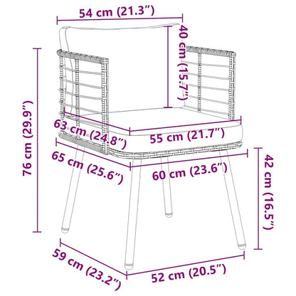 vidaXL Gartenstühle 2 Stk. mit Kissen Natur Poly Rattan