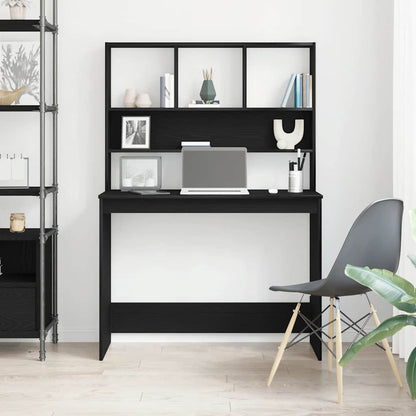 Schreibtisch mit Regalen Schwarz Eichen-Optik 102x45x148 cm