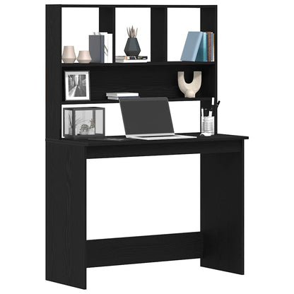 vidaXL Schreibtisch mit Regalen Schwarz Eichen-Optik 102x45x148 cm