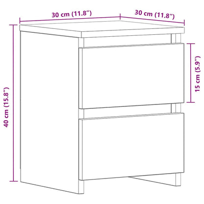 vidaXL Nachttisch 2 pcs Schwarz Eichen-Optik 30 x 30 x 40 cm