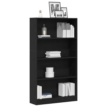 vidaXL Bücherregal 4 Fächer Schwarz Eichen-Optik 80x24x143 cm