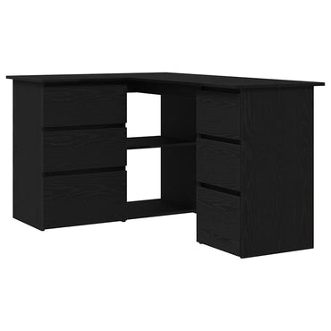vidaXL Bureau avec étagères Noir aspect chêne 145 x 100 x 76 cm