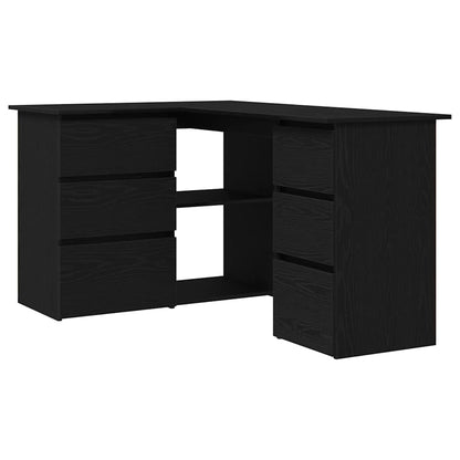 vidaXL Bureau avec étagères Noir aspect chêne 145 x 100 x 76 cm