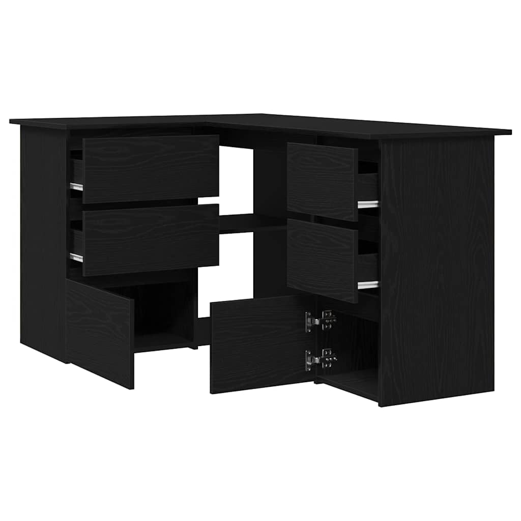 vidaXL Bureau avec étagères Noir aspect chêne 145 x 100 x 76 cm