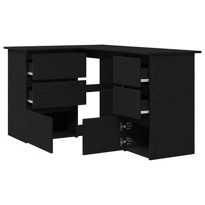 vidaXL Bureau avec étagères Noir aspect chêne 145 x 100 x 76 cm